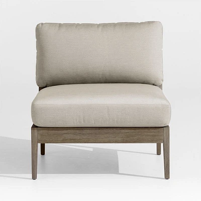 Andorra Weathered Grey Wood Outdoor Armless Chair with Sand Cushions