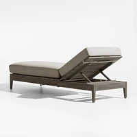 Andorra Weathered Grey Wood Outdoor Chaise Lounge with Sand Cushions