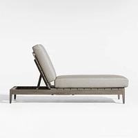 Andorra Weathered Grey Wood Outdoor Chaise Lounge with Sand Cushions