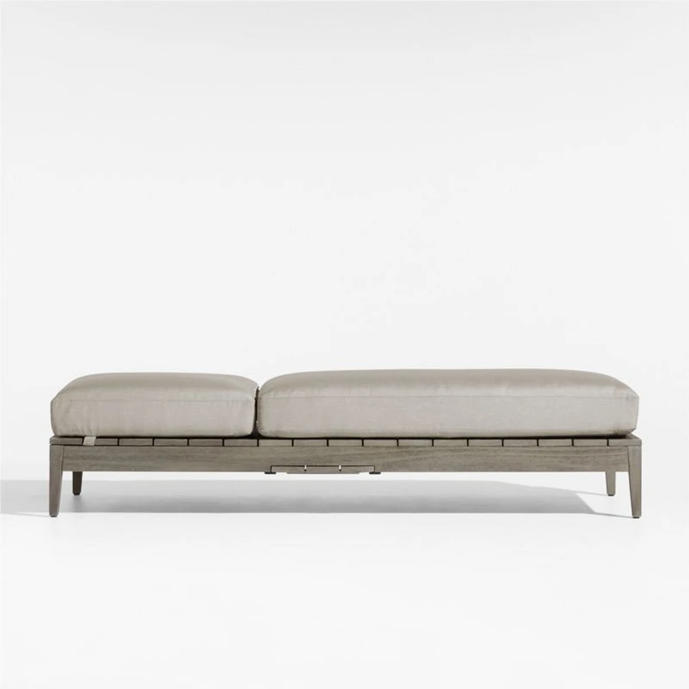 Andorra Weathered Grey Wood Outdoor Chaise Lounge with Sand Cushions