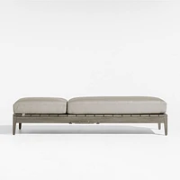 Andorra Weathered Grey Wood Outdoor Chaise Lounge with Sand Cushions