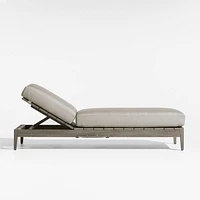 Andorra Weathered Grey Wood Outdoor Chaise Lounge with Sand Cushions