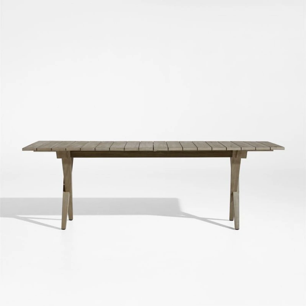 Andorra 91"-112" Weathered Grey Wood Outdoor Extendable Dining Table