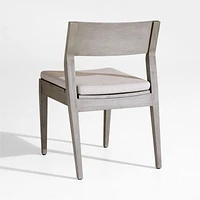 Andorra Weathered Grey Stackable Wood Outdoor Dining Side Chair with Sand Cushion