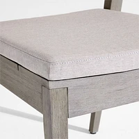 Andorra Weathered Grey Stackable Wood Outdoor Dining Side Chair with Sand Cushion