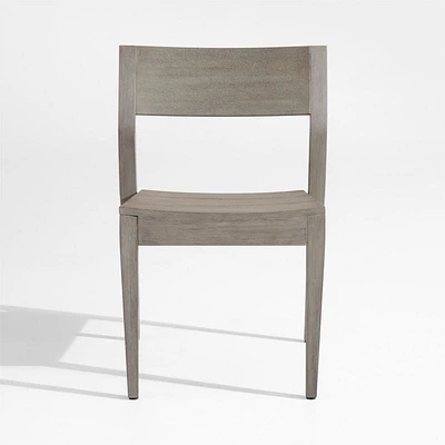 Andorra Weathered Grey Wood Stackable Outdoor Dining Side Chair