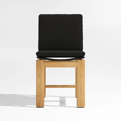 Anguilla Teak Outdoor Dining Side Chair with Black Cushions