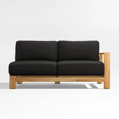 Anguilla 64" Teak Right-Arm Outdoor Sofa with Black Cushions
