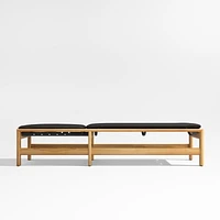 Anguilla Teak Single Outdoor Chaise Lounge with Black Cushions