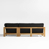 Anguilla Teak -Piece L-Shaped Outdoor Sectional Sofa with Black Cushions