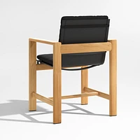 Anguilla Teak Outdoor Dining Arm Chair with Black Cushions