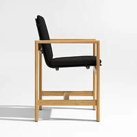 Anguilla Teak Outdoor Dining Arm Chair with Black Cushions