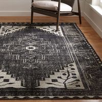 Anice Black Hand Knotted Oriental-Style 12" sq. Rug Swatch