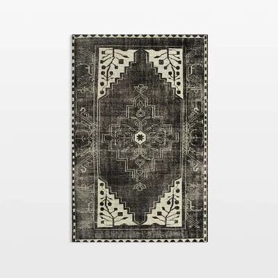 Anice Black Hand Knotted Oriental-Style Rug 5'x8'