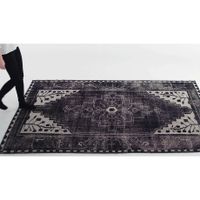 Anice Black Hand Knotted Oriental-Style 12" sq. Rug Swatch