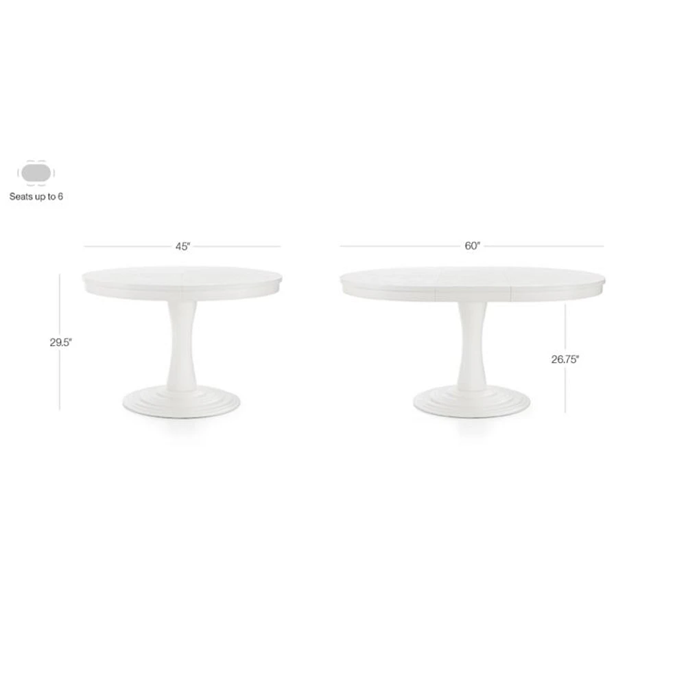 Aniston White 45" Round Extension Dining Table