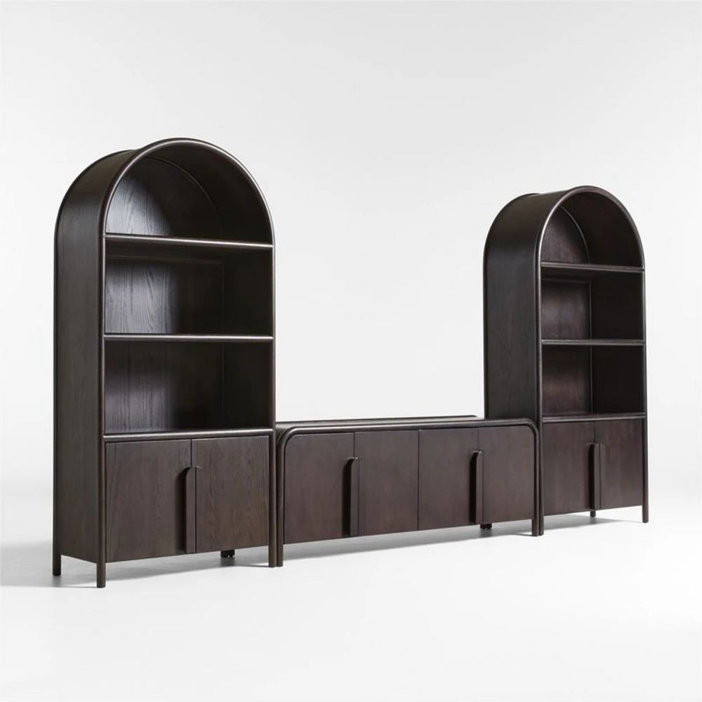 Annie 149" Charcoal Brown Wood Storage Media Console Set by Leanne Ford