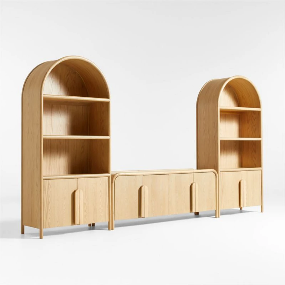 Annie 149" Natural Wood Storage Media Console Set by Leanne Ford