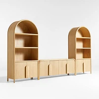 Annie 149" Natural Wood Storage Media Console Set by Leanne Ford