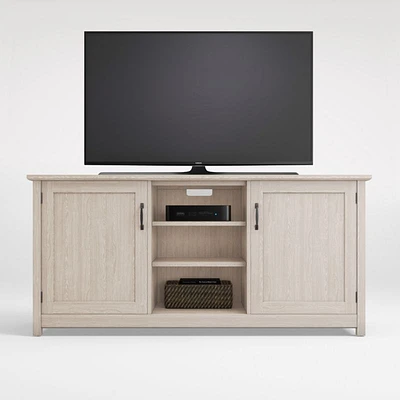 Ainsworth Pickled Oak 64" Storage Media Console with Glass/Wood Doors