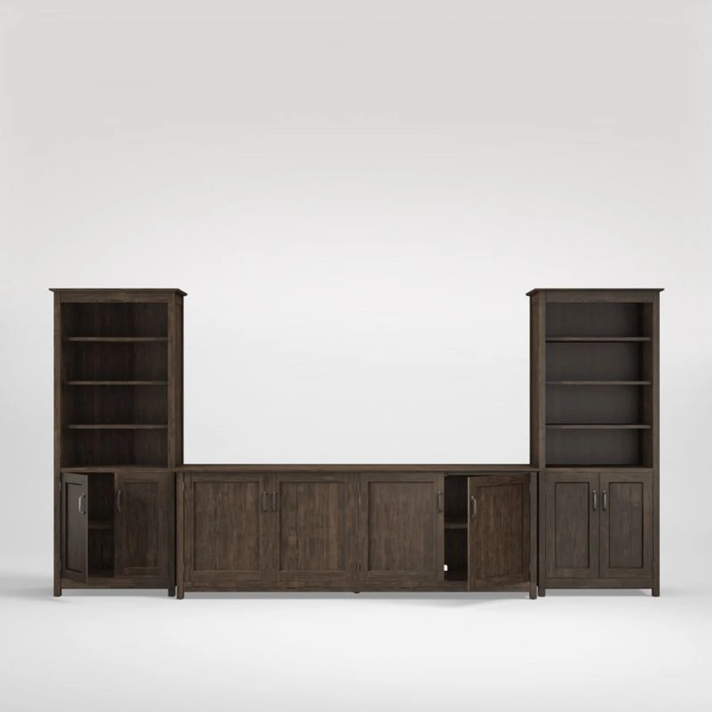 Ainsworth Charcoal Cherry 85" Media Center and Two 30" Towers with Glass/Wood Doors