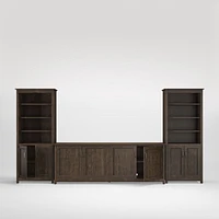 Ainsworth Charcoal Cherry 85" Media Center and Two 30" Towers with Glass/Wood Doors