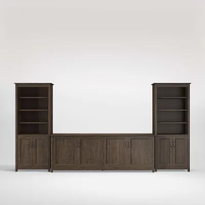 Ainsworth Charcoal Cherry 85" Media Center and Two 30" Towers with Glass/Wood Doors