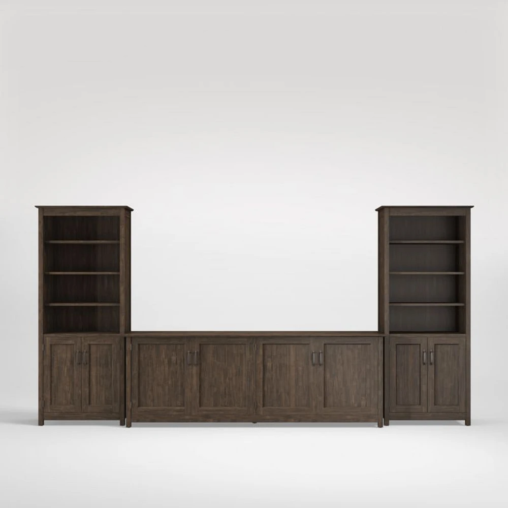 Ainsworth Charcoal Cherry 85" Media Center and Two 30" Towers with Glass/Wood Doors