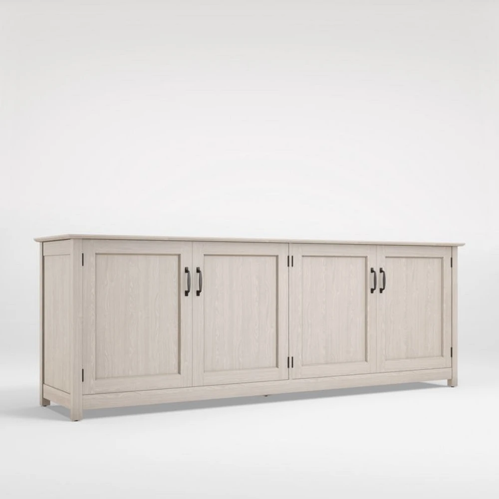 Ainsworth Pickled Oak 85" Storage Media Console with Glass/Wood Doors