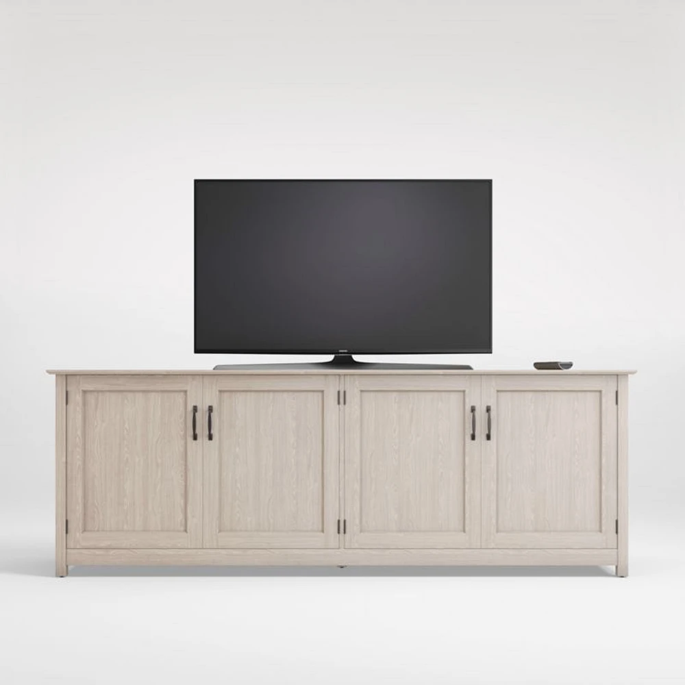 Ainsworth Pickled Oak 85" Storage Media Console with Glass/Wood Doors