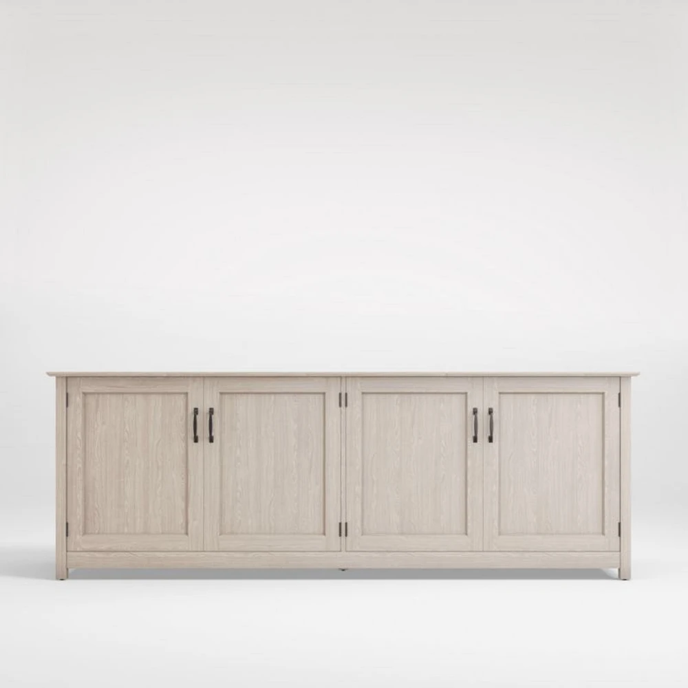 Ainsworth Pickled Oak 85" Storage Media Console with Glass/Wood Doors