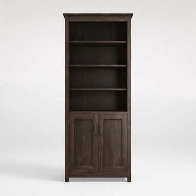 Ainsworth Charcoal Cherry Media Tower with Glass/Wood Doors