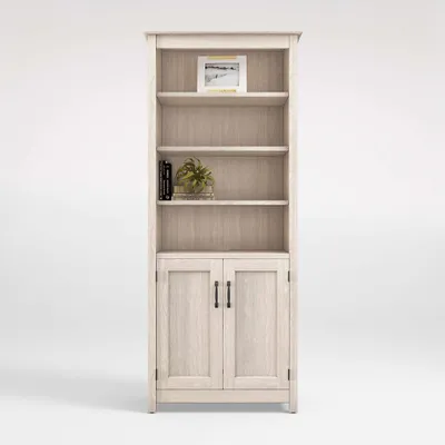 Ainsworth Pickled Oak Media Tower with Glass/Wood Doors