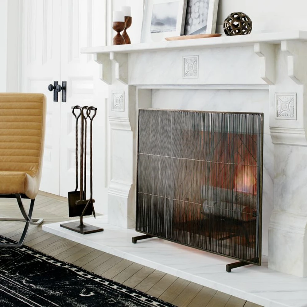 Antiqued Brass Fireplace Screen