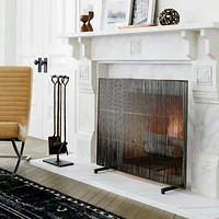 Antiqued Brass Fireplace Screen
