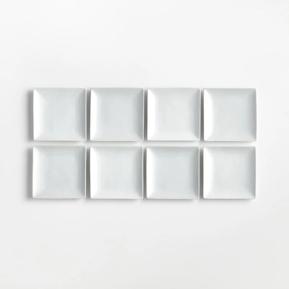 Mercer White Square Porcelain Appetizer Plates, Set of 8