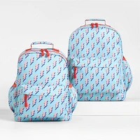 Lightning Bolts Aqua Medium Kids Backpack with Side Pockets