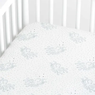 Aquatic Life Organic Cotton Baby Crib Fitted Sheet
