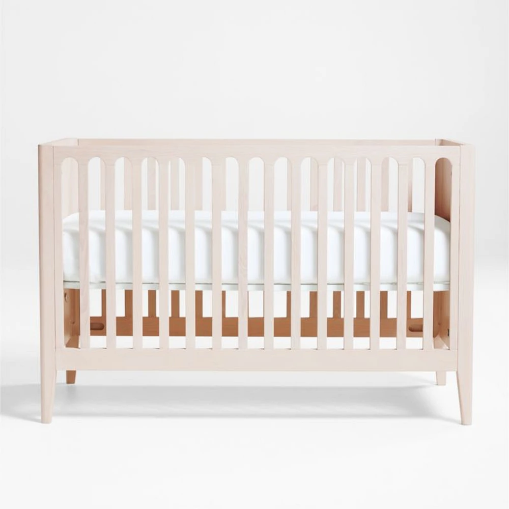 Archie Whitewashed Ash Wood Convertible Baby Crib