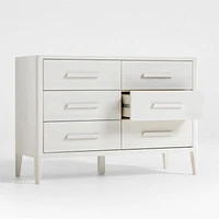 Archie Whitewashed Ash Wood Wide 6-Drawer Kids Dresser