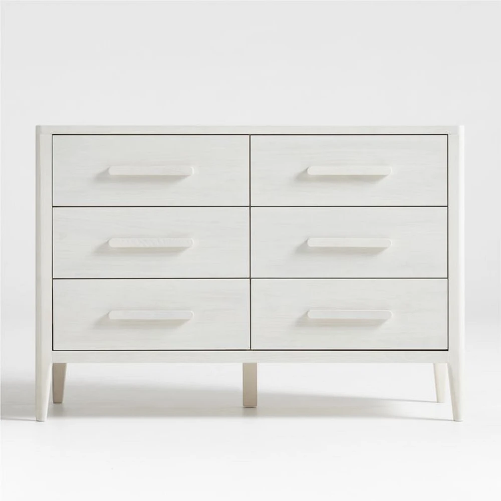 Archie Whitewashed Ash Wood Wide 6-Drawer Kids Dresser