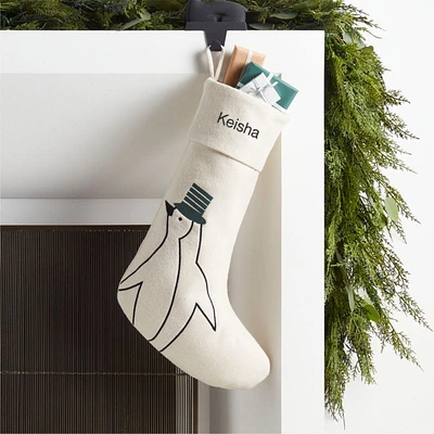 Arctic Friend Penguin Christmas Stocking by Joan Anderson