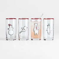 Arctic Friends 18-Oz. Highball Glasses, Set of 4 by Joan Anderson