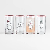 Arctic Friends 18-Oz. Highball Glasses, Set of 4 by Joan Anderson