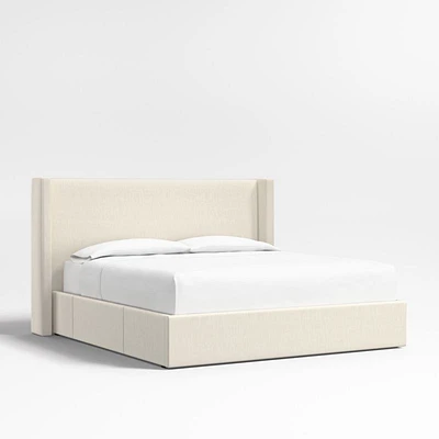 Arden 52" Ivory Upholstered King Headboard with Storage Bed Base