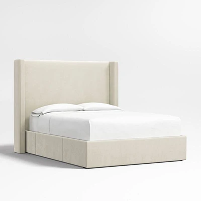 Arden 60" Beige Upholstered Queen Headboard with Storage Bed Base