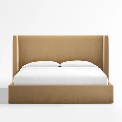Arden Camel Brown Upholstered King Bed with 52" Headboard