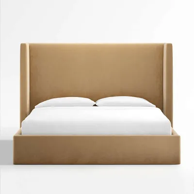 Arden Camel Brown Upholstered King Bed with 60" Headboard
