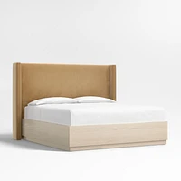 Arden 60" Upholstered King Headboard with Batten White Oak Storage Bed Base