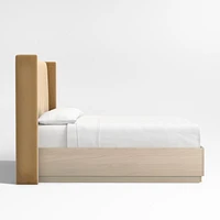 Arden 60" Upholstered King Headboard with Batten White Oak Storage Bed Base
